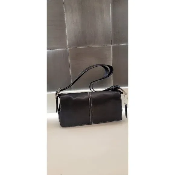 Y2K Vintage Coach East West Leather Cross Body Shoulder Bag 2000s Black Bag Vtg - Picture 8 of 8